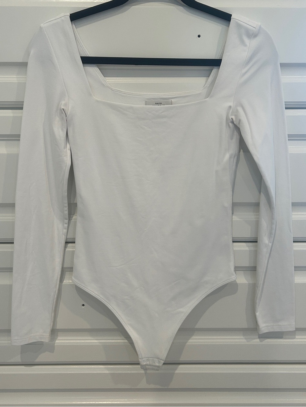 Aritzia White Long Sleeve Square Neck Bodysuit